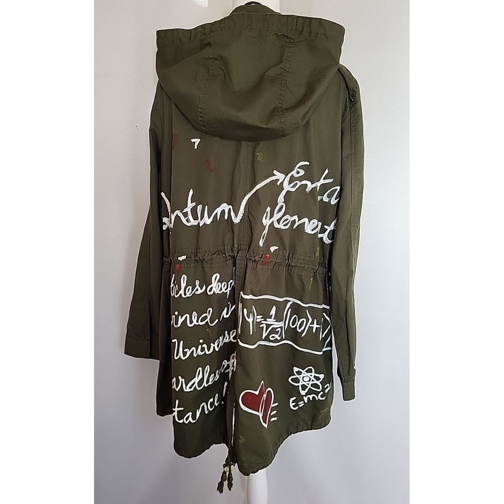 Brave Soul Hooded Utility Jacket Women's 12 Khaki Physics Theme Wearable Art - Picture 2 of 13